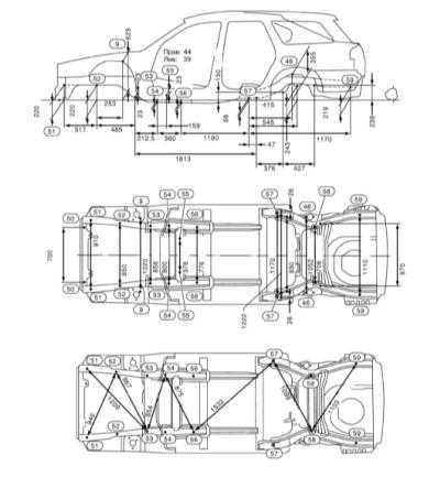  Контрольные кузовные размеры Subaru Legacy Outback